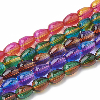 Baking Paint Glass Beads, Two Tone Color, Drop