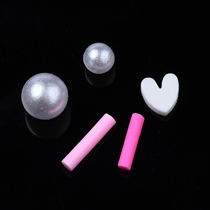 Handmade Polymer Clay Cabochons, Fashion Nail Art Decoration Accessories, with ABS Plastic Imitation Pearl Beads, Mixed Shapes