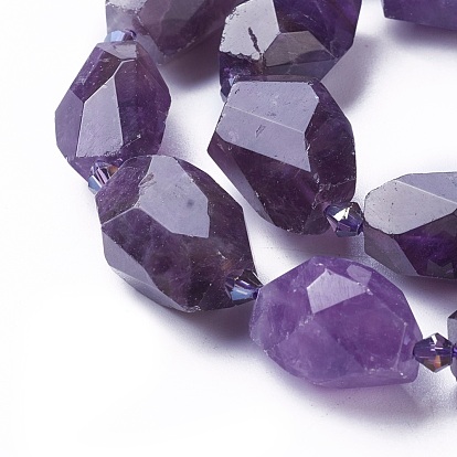 Natural Amethyst Beads Strands, Faceted, Polygon