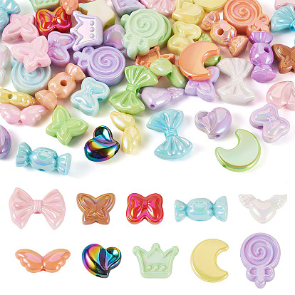 50 шт. 10 стили УФ-покрытие непрозрачные акриловые бусин наборы, радужный