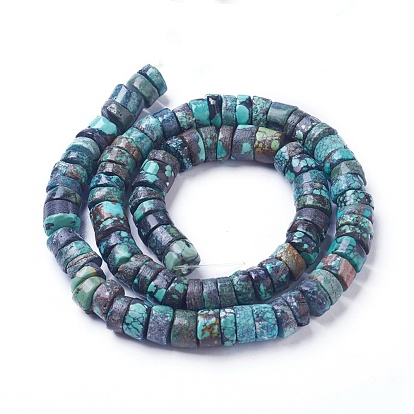 Natural HuBei Turquoise Beads Strands, Heishi Beads, Flat Round/Disc