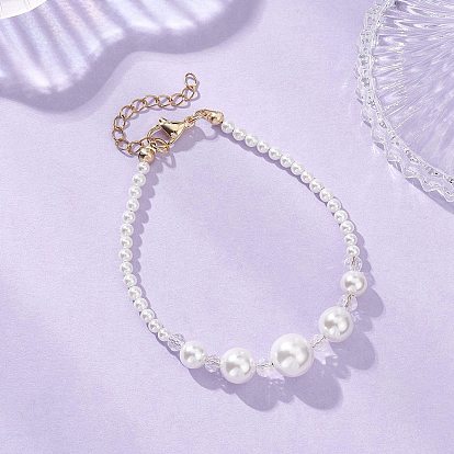 Браслеты из стеклянных бусин и ракушек, белые круглые градуированные бусины для женщин