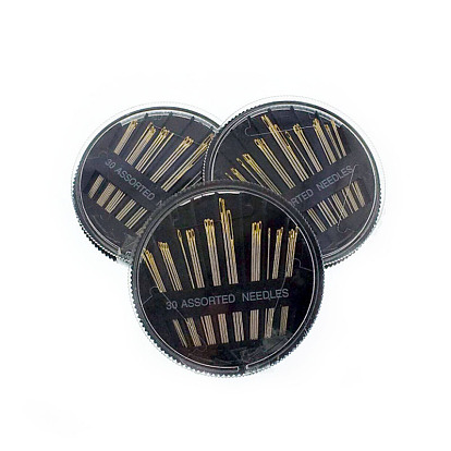 201 Stainless Steel Sewing Needles, Big Eye Needles, Big Eye Pointed Needles, for Embroidery, Patchwork, with Plastic Storage Box