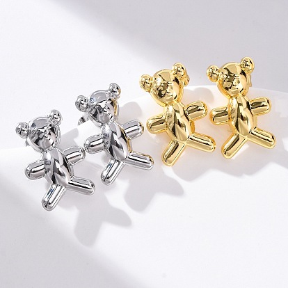 Латунь серьги, без свинца и без кадмия, долговечный, стойки покрытие, медведь