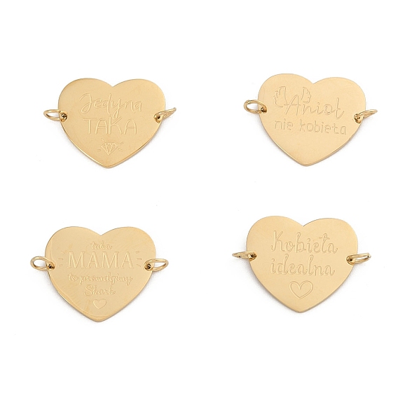 304 подвески в форме сердца из нержавеющей стали, с двойными прыжковыми кольцами, вакуумное покрытие pvd