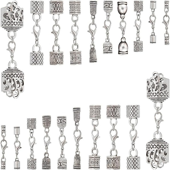 20 шт 10 стиль застежки-клешни из цинкового сплава, с концами шнура в тибетском стиле