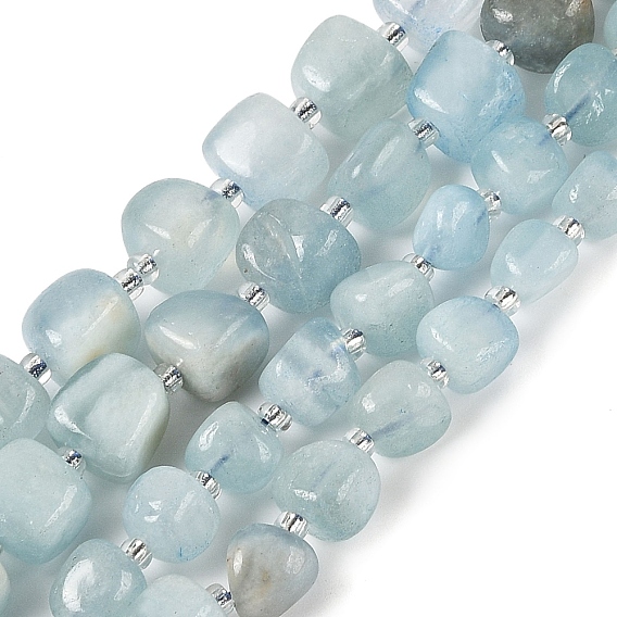Природные Аквамарин бисер нитей, самородки, с бисером