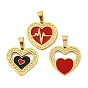 304 нержавеющей стальной эмали подвески, со стразами, шарма сердца, вакуумное покрытие pvd, реальный 18 k позолоченный