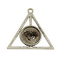 Треугольные кулоны тибетского стиля для размещения кабошонов, без кадмия и без свинца, плоско-круглый лоток : 16x16 мм , 39x41x2 мм, отверстие : 3 мм