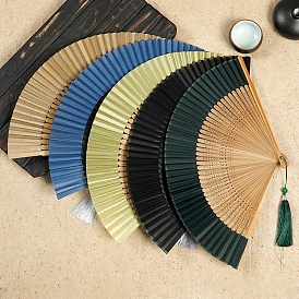 Chinese Style Wood Folding Fan with Tassel, for Party Wedding Dancing Decoration