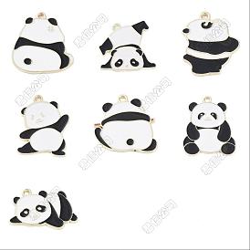 14 Stk. 7 Stile Legierungsemail-Anhänger, Panda-Anhänger