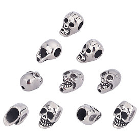 12Pcs 3 Style 304 Stainless Steel Beads, Skull