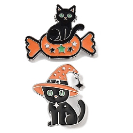 Halloween Kitty Enamel Pins, Platinum Alloy Brooch