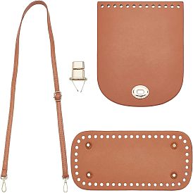 Kits de fabrication de sacs en cuir diy pu, y compris le fond du sac en cuir pu, couverture et sangle, fermoirs en alliage