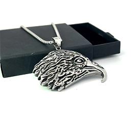 Винтажные панк-ожерелья из нержавеющей стали с подвеской в виде головы орла для мужчин