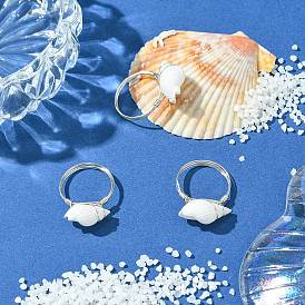 Кольца из натуральной спиральной ракушки, украшения из медной проволоки для женщин, серебряные