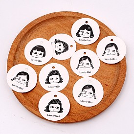 Paper Price Tags, Round with Girl Pattern
