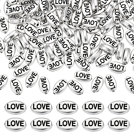 120 шт. идея подарка на День святого Валентина для мужчин: бусины из сплава в тибетском стиле, без кадмия и без свинца, овальные со словом любовь