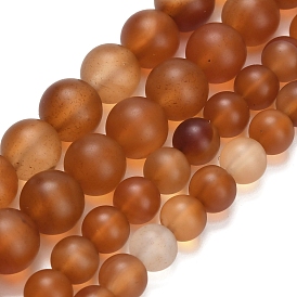 Природного сердолика нитей бисера, окрашенная и подогревом, круглые, матовые