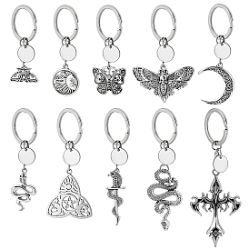 10шт. брелки из сплава, с железными кольцами, разнообразные