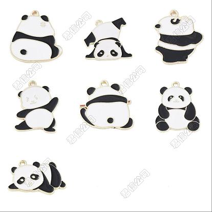 14 Stk. 7 Stile Legierungsemail-Anhänger, Panda-Anhänger
