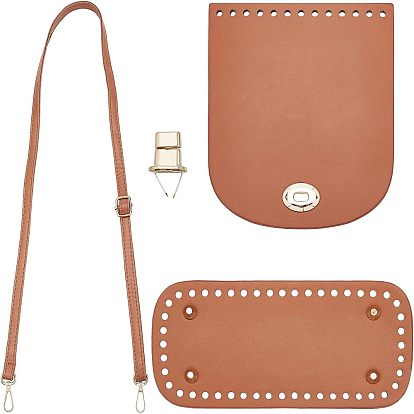 Kits de fabrication de sacs en cuir diy pu, y compris le fond du sac en cuir pu, couverture et sangle, fermoirs en alliage