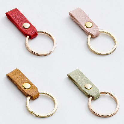 Creative PU car leather key chain mini small leather key ring pendant leather key chain hardware