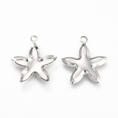 201 Stainless Steel Pendant Cabochon Settings, Starfish Shape