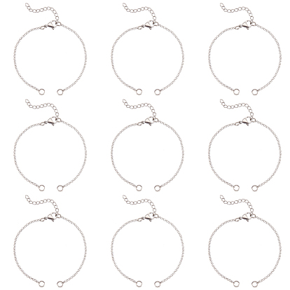 25 шт. 304 изготовление браслетов-цепочек из нержавеющей стали, с удлинителем цепи и застежкой-карабином