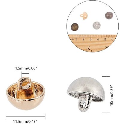 Alloy Shank Buttons, 1-Hole, Dome/Half Round