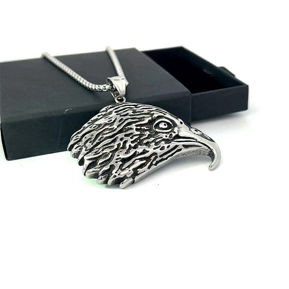 Винтажные панк-ожерелья из нержавеющей стали с подвеской в виде головы орла для мужчин