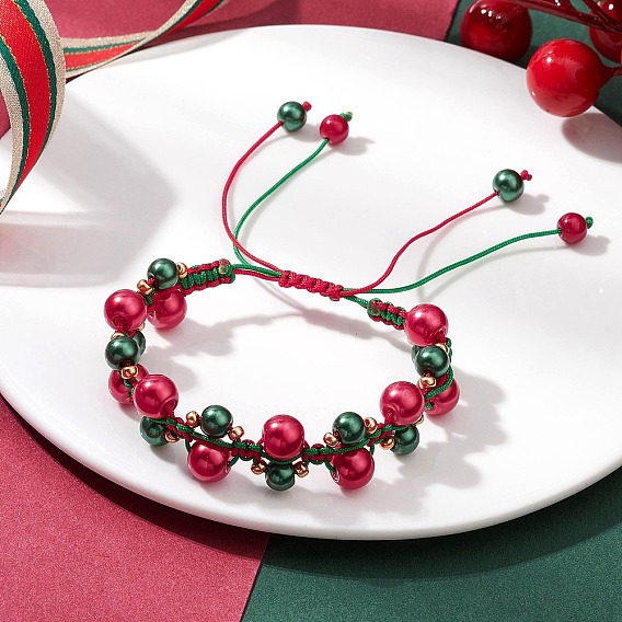 Рождественские браслеты из бисера и стеклянных бусин для женщин