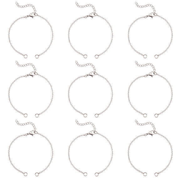 25 шт. 304 изготовление браслетов-цепочек из нержавеющей стали, с удлинителем цепи и застежкой-карабином