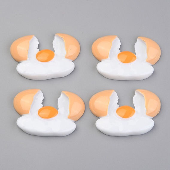 Undurchsichtige Decoden-Cabochons aus Harz, Imitation Lebensmittel, Spiegelei