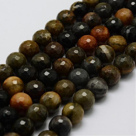 Природные окаменелые нити шарик из дерева, круглые, граненые