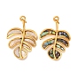304 подвески из натуральной ракушки из нержавеющей стали, лист прелести, с прыжковых колец, реальный 18 k позолоченный, ионное покрытие (ip)