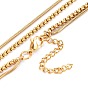 304 Stainless Steel Double Layer Necklaces, with Box Chains & Snake Chains, Fan
