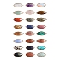 Natural & Synthetic Gemstone Connector Charms, with Brass Edge, Faceted, Oval Links
