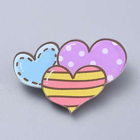 Acrylic Safety Brooches, with Iron Pin, Heart