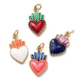 Латунь эмаль подвески, сердце, стойки покрытие, долговечный, без кадмия и без свинца, реальный 18 k позолоченный, с целью перехода в кольце