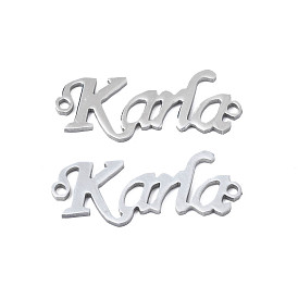 304 Stainless Steel Connector Charms, Word Karla