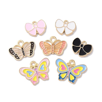 Подвески из эмали и сплава, золотые, подвеска в виде бабочки и банта