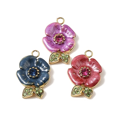 304 нержавеющей стальной эмали подвески, , со стразами, реальный 18 k позолоченный, ионное покрытие (ip)