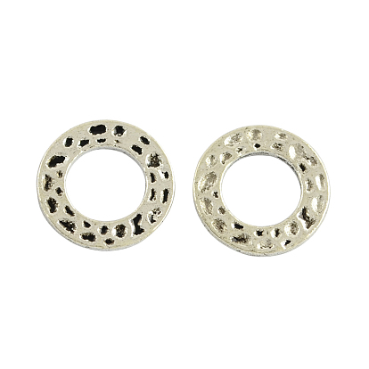 Tibetan Style Alloy Hammered Linking Rings, Cadmium Free & Lead Free, 15x1.5mm, Hole: 8.5mm