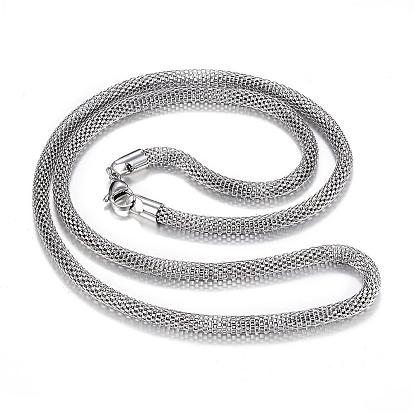 Collar de 304 acero inoxidable con cadena de malla, con cierre de langosta