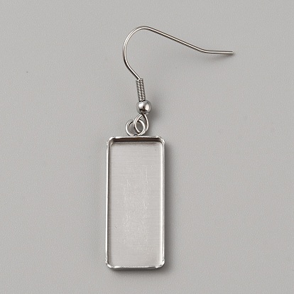 304 нержавеющей стали серьги крюков, проволока для ушей с пустыми подвесными лотками, прямоугольные серьги оправа для кабошона
