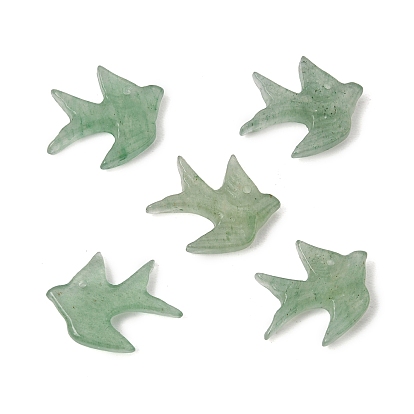 Natural Green Aventurine Carved Bird Pendants, Swallow Charms