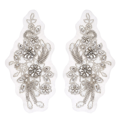 Компьютеризированная вышивка на ткани для пришивания украшений и аксессуаров, аппликации из стеклянных стразов и блестящих пайеток