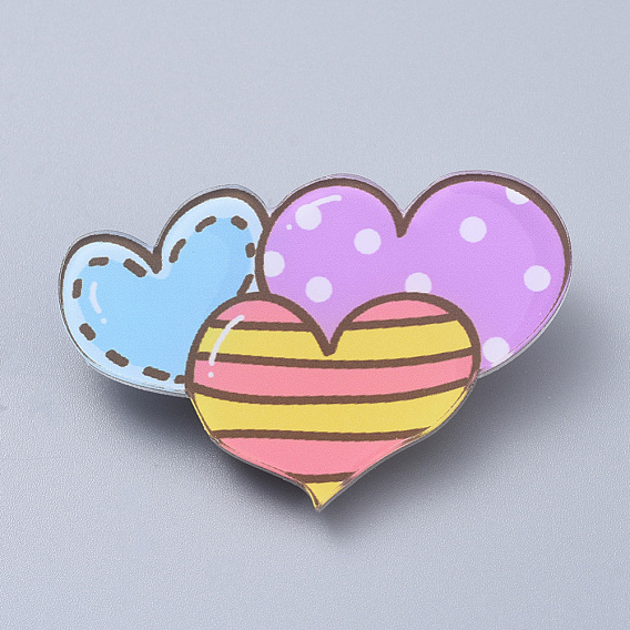 Broches de sécurité en acrylique, avec la broche de fer, cœur