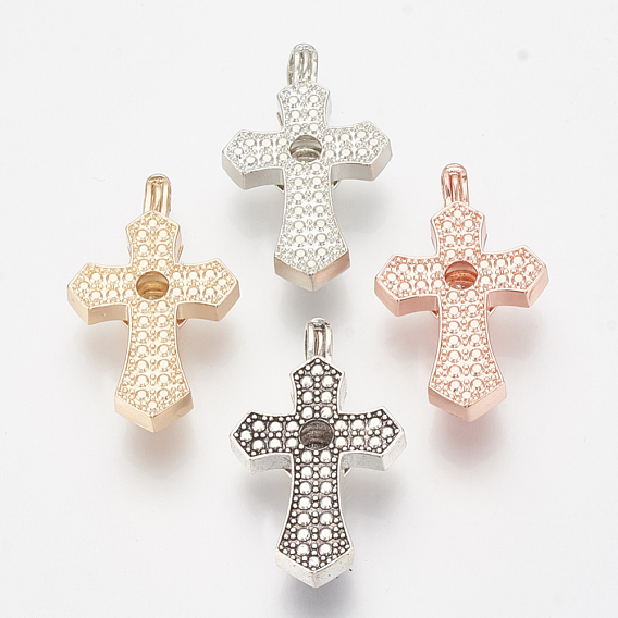 Brass Locket Pendants, Cage Pendants, Hollow, Cross